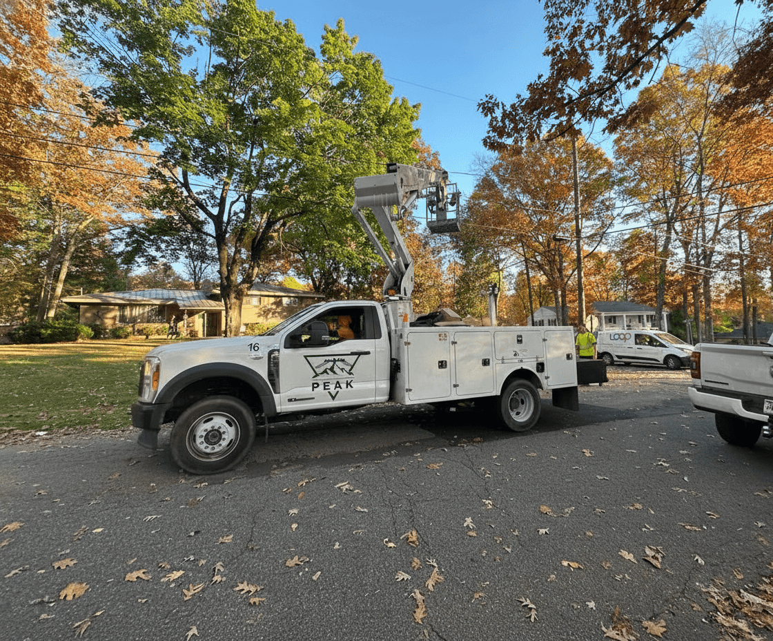 Peak Utility Group bucket truck in the field
